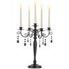 Sziqiqi Candelabro 5 Bracci, Nero, con Pendenti in Cristallo | Portacandela Gotico in Metallo per Candele Affusolate, Montaggio Semplice con Istruzioni, per Halloween, Sala da Pranzo