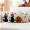 Artscope 2 Pezzi Federe Cuscini di Autunno Cuscino Decorativo in Lino Halloween per la Decorazione Domestica Soggiorno Camera da Letto Divano 30x50cm (Gatto Nero Zucca Fantasma Pipistrelli)