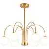 maolo Lampadario Moderno Oro 6 Sfere G9 Ø10 cm | Lampadario a Sospensione Design Elegante con Sfere Opaline | Lampada Moderna per Soggiorno Sala da Pranzo Hotel