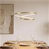 HOMCOM 38W Lampada a Sospensione LED con 2 Anelli e 3 Temperature di Colore | Lampadario a Sospensione Moderno 3000/4500/6000K, Altezza Regolabile, per Soggiorno, Sala da Pranzo, Camera, Cucina, Oro