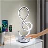 Vloitgol Lampada da comodino a LED, 10 W, lampada da tavolo moderna, 3 temperature di colore, touch control, dimmerabile, con porte USB e tipo C, per camera da letto, soggiorno, ufficio (argento)