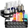 KRUMAD Set di 2 mensole per doccia senza fori, montaggio a parete, organizer per shampoo e accessori doccia, autoadesivo, nero, 30 x 13 x 5 cm