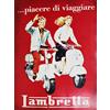KUSTOM ART Poster da Parete Serie Pubblicità Retro' Vintage Lambretta Senza Cornice 30x40 cm. Stampa Artistica su Carta Patinata