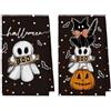 Artoid Mode Set da 2 Strofinacci da Cucina Halloween Fantasmi Pois 42x65cm | Asciugamani Poliestere Stagionali Zucche Gatto Boo Decorazione Cucina