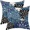CXMEIFLY Set di 2 federe per cuscini blu navy e nero, 50 x 50 cm, decorazione floreale con dalia, stile moderno, motivo geometrico, per esterni, per divano, letto