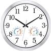 KIZLOC Orologio impermeabile per esterni, 40 cm, con termometro e igrometro | Resistente alle intemperie, facile da leggere e silenzioso, con cornice in alluminio argentato, orologio da parete al quarzo