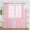 Gazal Vole Set di 2 tende in voile rosa chiaro, 132 x 160 cm (larghezza x altezza), semitrasparenti, con occhielli da 4 cm, per cameretta dei bambini, camera da letto, soggiorno, balcone