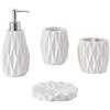 zccz Set Bagno Accessori Completo 4 Pezzi - con Dispenser Sapone, Porta Spazzolino, Bicchiere Porta Sapone - Moderno - Bianco
