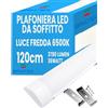 Bratek Plafoniera LED Soffitto 120cm 6500k Luce Fredda 36w, 3780lumen, 105lm/w | Barra Led Soffitto Lineare 220V, Angolo di Illuminazione 120°, Cri>80, 25000 Ore di Durata, Protezione da Polvere e Insetti