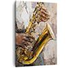 ARTTOR Moderno Quadro su Tela 50x70 cm Verticale Persone Musica - 4808 | Sassofono Olio Musicista Quadro Decorativo Piccolo Soggiorno Camera da Letto Decorazione da Parete Arte da Parete ARTTOR