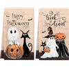 Beinup Set di 2 strofinacci da cucina per Halloween, con gatto e Halloween, in confezione regalo, 45 x 70 cm, in poliestere, decorazione spettrale