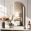 Clevich Specchio da parete ad arco con oro, 96x66 cm, Decorativo da parete ad arco semicircolare, Con cornice in alluminio spazzolato, per bagno, corridoio, soggiorno, camera da letto, Infrangibile