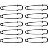 SagaSave Set di 10 spille da balia resistenti alla ruggine per pannolini, grandi clip per vestiti, kit di spille da cucito per coperte, tappeti, lenzuola, articoli fai da te (nero, 50 mm)
