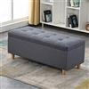 LDTTYRC Panca Contenitore Rettangolare in Tessuto, Panca Contenitore Imbottita con Bottoni, Grande Pouf Contenitore Imbottito, poggiapiedi Moderno per Ingresso e Soggiorno - Grigio Scuro 100x40x40 c