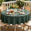 VIQIHEOE Tovaglia Rotonda, Tovaglia Effetto Lino Verde Militare, 140 cm Diametro | Tovaglia Lavabile, Tovaglia Antimacchia, Poliestere, Pulibile, Tablecloth da Giardino, per Tavoli da Pranzo, Compleanno