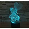 qwedds 3D Led Night Light Balloon Teddy Bear Love Heart Action Figure 20 Colori Tocco Illusione Ottica Lampada Da Tavolo Modello Di Decorazione Della Casa