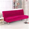 Surwin Copridivano Senza Braccioli 2/3 Posti Elasticizzato Tinta Unita Velluto Antimacchia Fodera per Divano Letto Antiscivolo Lavabile Pieghevole Clic Clac Copri Divano (L:190-210cm,Rosa)