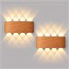 CHEVVY 2 Pezzi Moderno Lampada da Parete LED,8W Impermeabile IP65 Applique,3000K | Da Muro Interno Esterno Luce,Bianca Calda Applique,LED da Muro Moderne per Soggiorno,Corridoio(Colore quercia chiara)