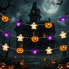 Bigzom Luci Halloween 2m 20 LED con pipistrello, zucca e fantasma | A batteria, con timer, per finestra, balcone, cameretta, decorazione autunnale
