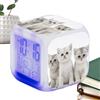Generic Sveglia a forma di gatto, orologio da tavolo a LED a forma di cubo, orologio digitale per bambini, sveglia elettronica colorata, orologio per gli amanti dei gatti per aula e il soggiorno