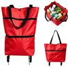 Generico Carrello della spesa pieghevole 2-in-1 con ruote, tessuto Oxford, rosso | Borsa trolley pieghevole, design pieghevole, uso per supermercato e viaggi, compatibile con la lavanderia, struttura robusta
