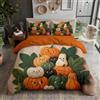 DLERFLOVR Set Copripiumino Matrimoniale Stile Autunnale 3D In Feltro 260x240cm 3 Pezzi | Sacco Piumino Pila Di Zucche con Cerniera, Reversibile, Microfibra Ultra Soft, 1 Copripiumino + 2 Federe 50x80, Marrone