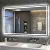 S'bagno 120x70cm Specchio Bagno con Luce，Meteo/Data/Ora/Temperatura Display | Controllo APP，Dimmerabile 3000K/4500K/6500K con Memoria, Specchio da Parete Antiappannamento, Vetro Temperato, IP44, CRI>90