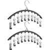 huoflame Huotflame - Grucce appendiabiti con 10 clip, salvaspazio, con gancio girevole in acciaio inox, colore nero, per guardaroba, biancheria per neonati, calze e biancheria intima
