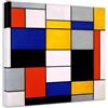 Grafic Quadro Mondrian Composizione A - Piet Mondrian - stampa su tela canvas con telaio in legno - pronto da appendere - arredamento moderno (QUADRO CON TELAIO IN LEGNO, CM 50X50)