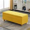 LDTTYRC Panca Contenitore Rettangolare in Tessuto, Panca Contenitore Imbottita con Bottoni, Grande Pouf Contenitore Imbottito, poggiapiedi Moderno per Ingresso e Soggiorno, Giallo 100x40x40 cm (39x1