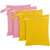 Wusboo Sacchetti Impermeabili da Viaggio 40 x 30cm, Sacco da Bucato Impermeabile 2 Giallo & 2 Rosa, Sacca Impermeabile Piscina Wet Bag Riutilizzabile Con Cerniera per Biancheria e Pannolini