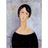 Social Crazy Stampa in Tela Canvas 100% QUALITà ITALIA - Modigliani - Woman in black - effetto Dipinto Idea Regalo Casa quadro cucina stanza da letto soggiorno (60x81 cm)