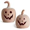 DN DECONATION Decorazione di zucca autunnale di Halloween, portacandele | Portacandele in terracotta a forma di zucca, con volto intagliato, per decorazioni autunnali di Halloween