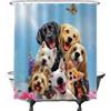 Ulticool Tenda da Doccia - Cane gruppo di Cani - 180 x 200 cm - Lavabile - Impermeabile - con 12 Anelli