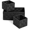 Il Gruppone Passione Casa Set 3 Cestini Portaoggetti Effetto Rattan, 1 Contenitore Grande + 2 Piccoli, Organizer Intrecciati per Casa Bagno Camera Armadio Mensole, Struttura Rinforzata, Nero