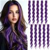 XETHI 10 Pezzi Extension Capelli Viola, 55 cm Extension Ricce a Clip in Fibra Sintetica per Donne Ragazze Cosplay Party
