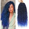 Firstcyh Hair 8 pacchetti di trecce con tecnica a uncinetto per chiusure finte 45,72 cm, trecce uncinetto 1B/Blu, morbide chiusure trecce bohémien, 12 supporti/pacchetto, extension dreadlocks naturali (1B/Blu#)