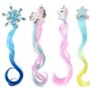 Montrestar 4 fermagli per extension per capelli, fermagli per capelli da bambina, con unicorno e fiocco da principessa, ciocche di capelli con clip, accessori colorati per feste e regali
