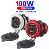 kebidumei Presa per caricabatteria per auto multipla USB Type-C 12V/24V Porte PD3.0 e QC3.0 impermeabili con interruttore tattile Adattatore per moto per auto a ricarica rapida