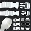 Meetee 5/10 Set di Cinghie in Nylon Bianco da 20/25mm con Fibbia a Sgancio Rapido in Plastica, Cinghia per Borsa, Collare per Animali Domestici, Chiusura a Tre Barre, Accessori Fai-da-Te per Borse