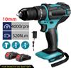 GECOFEER 3-in-1 520N. Trapano Elettrico a Impatto M Torque 4000rpm con Mandrino da 10mm, Trapano Piatto, Martello e Avvitatore Elettrico Compatibile con Batteria Makita 18V