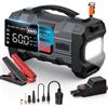 NONE Avviatore d'Emergenza per Auto 1500A 12V con Compressore d'Aria e Power Bank 26800mAh, Avviatore Portatile con Pompa d'Aria 150PSI e Luce LED