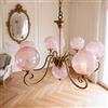 NONE Lampadario in vetro rosa stile Mid-Century, lampada a sospensione in ferro battuto francese per soggiorno, camera da letto, cucina, luce decorativa vintage per cameretta delle ragazze
