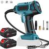 Seeiswork Pompa d'aria portatile wireless 21V per auto con display digitale, multifunzione, per pneumatici, palloni da basket, biciclette, gonfiatore di emergenza per viaggi e campeggio con 2 batterie