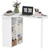 HOMCOM Scrivania irregolare per computer 100x59 cm con 6 scomparti, 4 ripiani regolabili e struttura in acciaio, Bianco