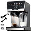 HiMISS Macchina per caffè espresso completamente automatica HiMISS 20 Bar, macchina per latte e cappuccino a doppio boiler con montalatte automatico, serbatoio acqua da 2 litri, serbatoio latte da 500 ml, 6