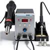 DWiusty Stazione di Saldatura e Rilavorazione 2-in-1, Saldatore da 60W e Pistola Termica da 700W, Riscaldamento Rapido con Temperatura e Flusso d'Aria Regolabili