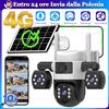 V380 Telecamere Solari 4G con Scheda SIM, Dati Gratuiti, Casa Intelligente, Monitoraggio PTZ Remoto a 360°, Protezione di Sicurezza Esterna Impermeabile, Visione Notturna Wireless HD, Batteria Integrata,