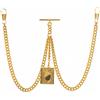 Generic Catena per orologio da tasca con doppio Albert color oro con ciondolo a medaglione 011-G