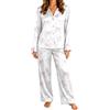 Leaomuny Pigiama Lungo Donna Aperto Davanti Invernale Set Pigiama Raso | Completo Pigiama 2 Pezzi Camicia Maniche Lunghe Scollo a V Con Bottoni Pantaloni,Stampa Carina Leggero Comodo Loungewear